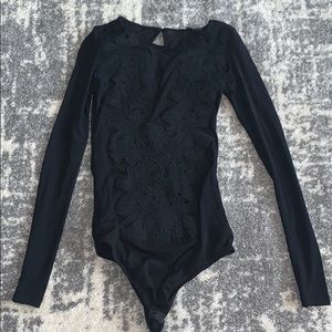 Mesh flower embroidered bodysuit